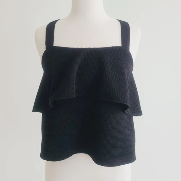 Madewell black strappy layered crop tank top size XXsmal - Picture 3 of 13